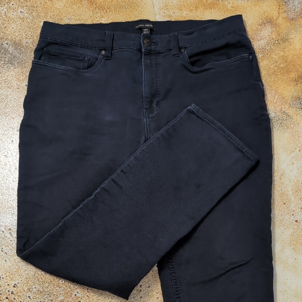 Banana Republic Men's Black Straight Stretchy Cotton Chinos Jeans Size 34x32